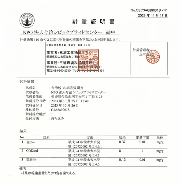 測量証明書